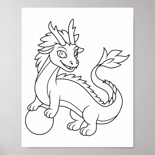 Chinese Dragon Coloring Page ポスター (正面)