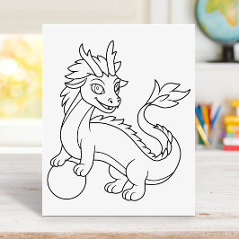 Chinese Dragon Coloring Page ポスター