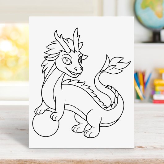 Chinese Dragon Coloring Page ポスター