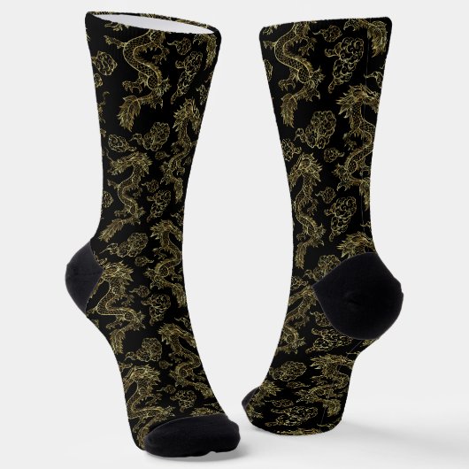 Chinese Dragon Gold and Red ソックス (傾斜あり)