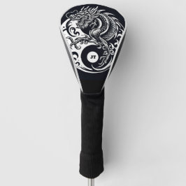 Chinese Dragon in Black and White Personalized ゴルフヘッドカバー