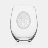 Chinese Dragon in Black and White Personalized ステムなしワイングラス (裏面)