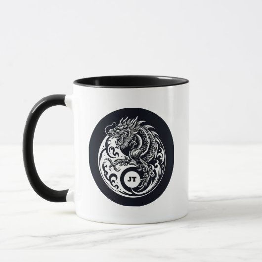 Chinese Dragon in Black and White Personalized マグカップ (左)
