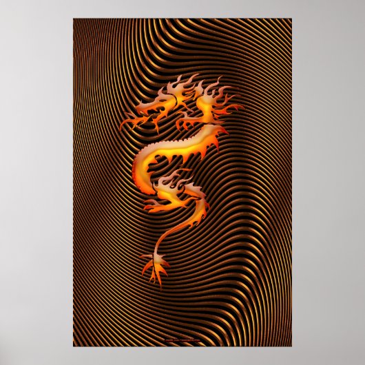 Chinese Dragon Optical Illusion Wall Art II ポスター (正面)