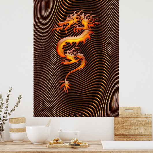 Chinese Dragon Optical Illusion Wall Art II ポスター (キッチン)