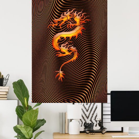 Chinese Dragon Optical Illusion Wall Art II ポスター (ホームオフィス)