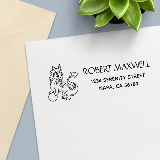 Chinese Dragon Return Address セルフインキングスタンプ