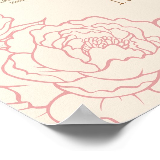 Chinese Elegant Wedding Welcome Seating Chart ポスター (角)