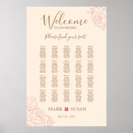 Chinese Elegant Wedding Welcome Seating Chart ポスター
