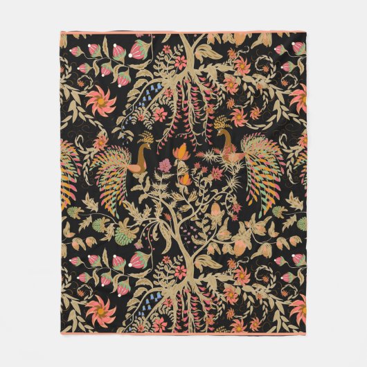 Chinese fairy floral pattern with beautiful birds フリースブランケット (正面)