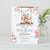  Chinese Floral Bear Baby Shower Girl  招待状 (スタンド正面)