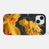 Chinese Gold Red Dragon Art Fantasy Design With Cl iPhone 15ケース (裏面横)