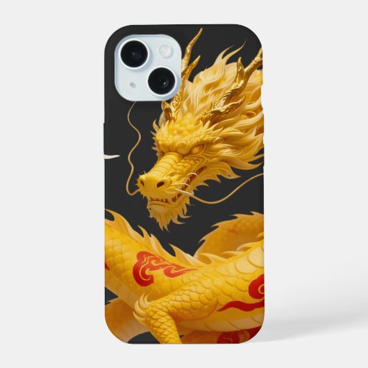 Chinese Gold Red Dragon Art Fantasy Design With Cl iPhone 15ケース (裏面)