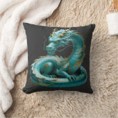 Chinese Green Gold Dragon Art Fantasy Design With クッション (ブランケット)