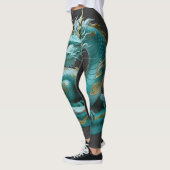 Chinese Green Gold Dragon Art Fantasy Design With  レギンス (左)