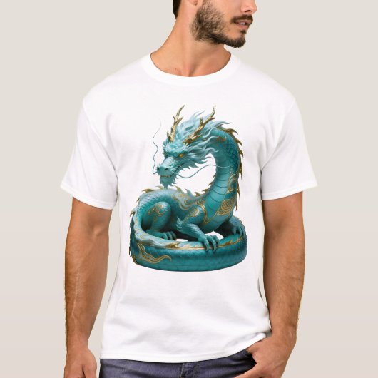 Chinese Green Gold Dragon Art Fantasy Design With  Tシャツ (正面)