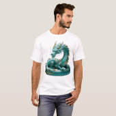 Chinese Green Gold Dragon Art Fantasy Design With  Tシャツ (正面フル)