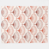 Chinese Hand Fan Pattern フリースブランケット (正面(横))