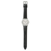 Chinese Hanzi Numerals Black Leather Watch 腕時計 (フラット)