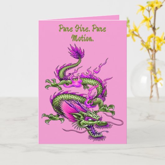 Chinese Horned Dragon Mythical Flood Making カード (黄色い花)