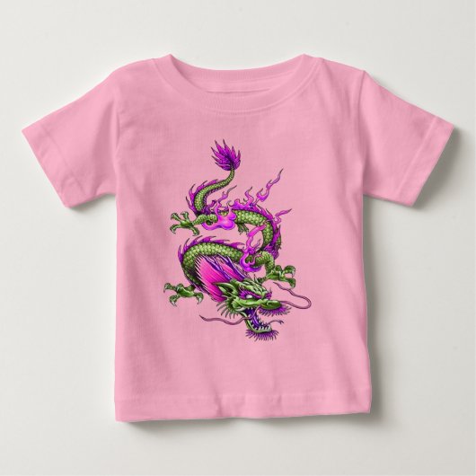 Chinese Horned Dragon Mythical Flood Making ベビーTシャツ (正面)