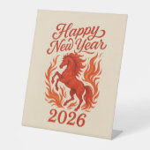 Chinese Horoscope 2026  Red Fire Horse 台座サイン (正面)