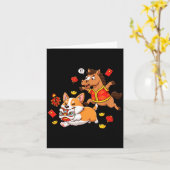 Chinese Horse Corgi Funny Kids Mens Womens Happy N カード (黄色い花)