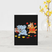 Chinese Horse Elephant Funny Kids Mens Womens Happ カード (黄色い花)