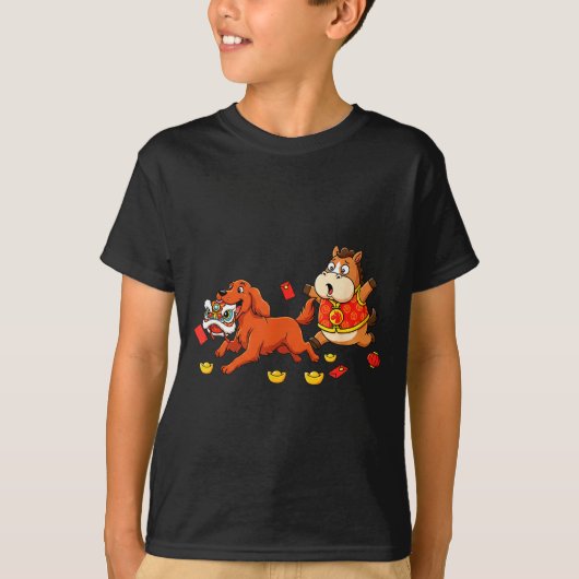Chinese Horse Irish Setter Kids Mens Womens Happy  Tシャツ (正面)