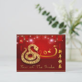 Chinese Lanterns Fireworks Snake Year 2025 HHPostC インビテーションポストカード (スタンド正面)