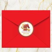 Chinese Lunar New Year 2026 Horse Red and Gold ラウンドシール