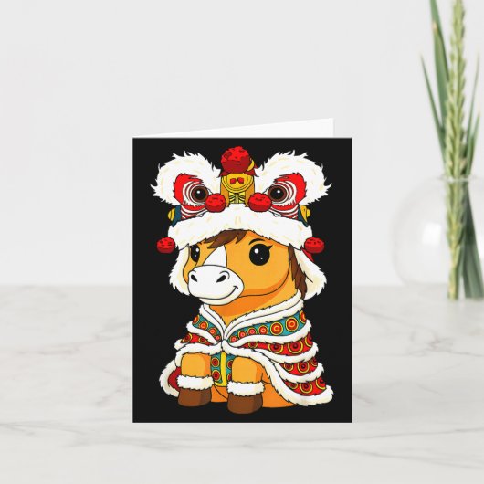 Chinese Lunar New Year Lion Dance Cute Horse China カード (正面)