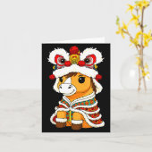 Chinese Lunar New Year Lion Dance Cute Horse China カード (黄色い花)