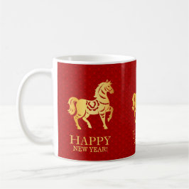 Chinese Lunar New year of the Horse 2026 Red Gold コーヒーマグカップ