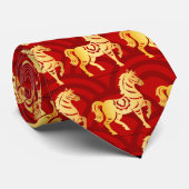 Chinese Lunar New year of the Horse 2026 Red Gold ネクタイ (ロール)