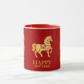 Chinese Lunar New year of the Horse 2026 Red Gold マグカップ (中央)