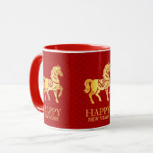 Chinese Lunar New year of the Horse 2026 Red Gold マグカップ (正面左)