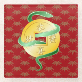 Chinese Lunar New Year of the Snake 2025 Gold Coin ガラスコースター