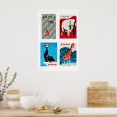 Chinese Matchbox Labels Grid Print, Vintage ポスター (キッチン)