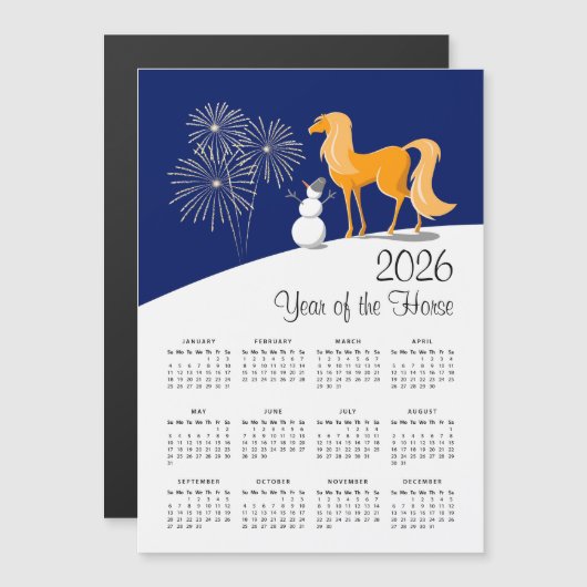 Chinese New Lunar Year Fire Horse 2026 Calendar (正面/裏面)