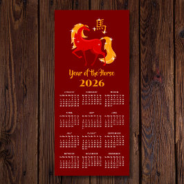 Chinese New Lunar Year Horse 2026 Calendar Magnet