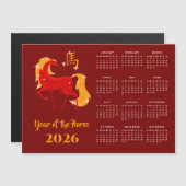 Chinese New Lunar Year Horse 2026 Calendar Magnet (正面/裏面)