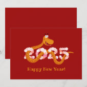 Chinese New Lunar Year Zodiac Wood Snake 2025 シーズンカード (正面/裏面)