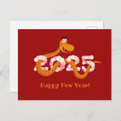 Chinese New Lunar Year Zodiac Wood Snake 2025 ポストカード (正面/裏面)