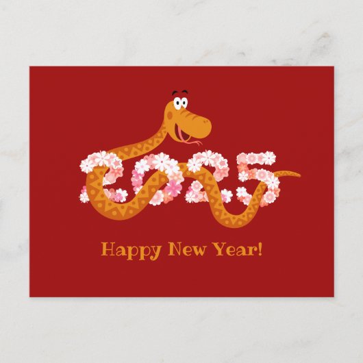 Chinese New Lunar Year Zodiac Wood Snake 2025 ポストカード (正面)