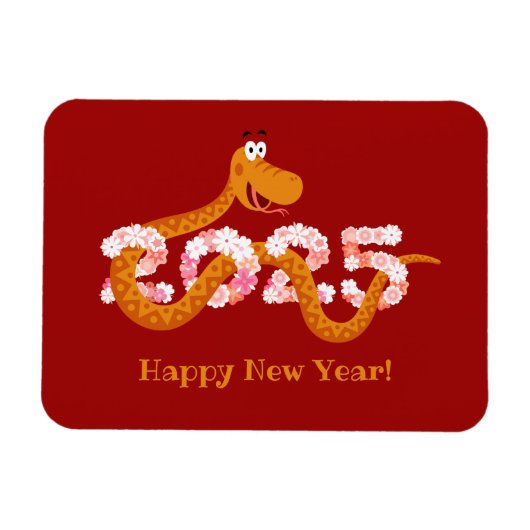 Chinese New Lunar Year Zodiac Wood Snake 2025 マグネット (横)