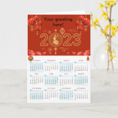 Chinese New Year 2023 Rabbit calendar カード (黄色い花)