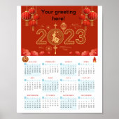 Chinese New Year 2023 Rabbit calendar ポスター (正面)
