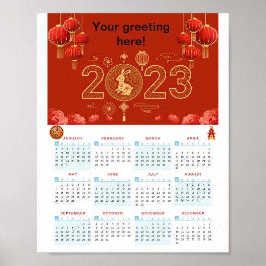 Chinese New Year 2023 Rabbit calendar ポスター (正面)