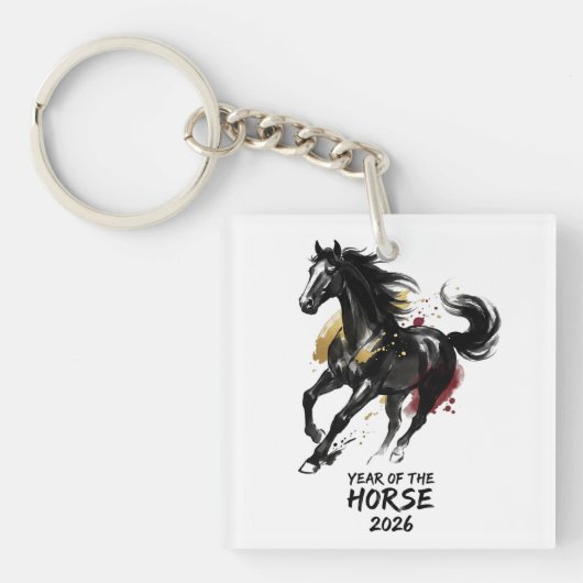 Chinese New Year 2026 Horse Art キーホルダー (正面)